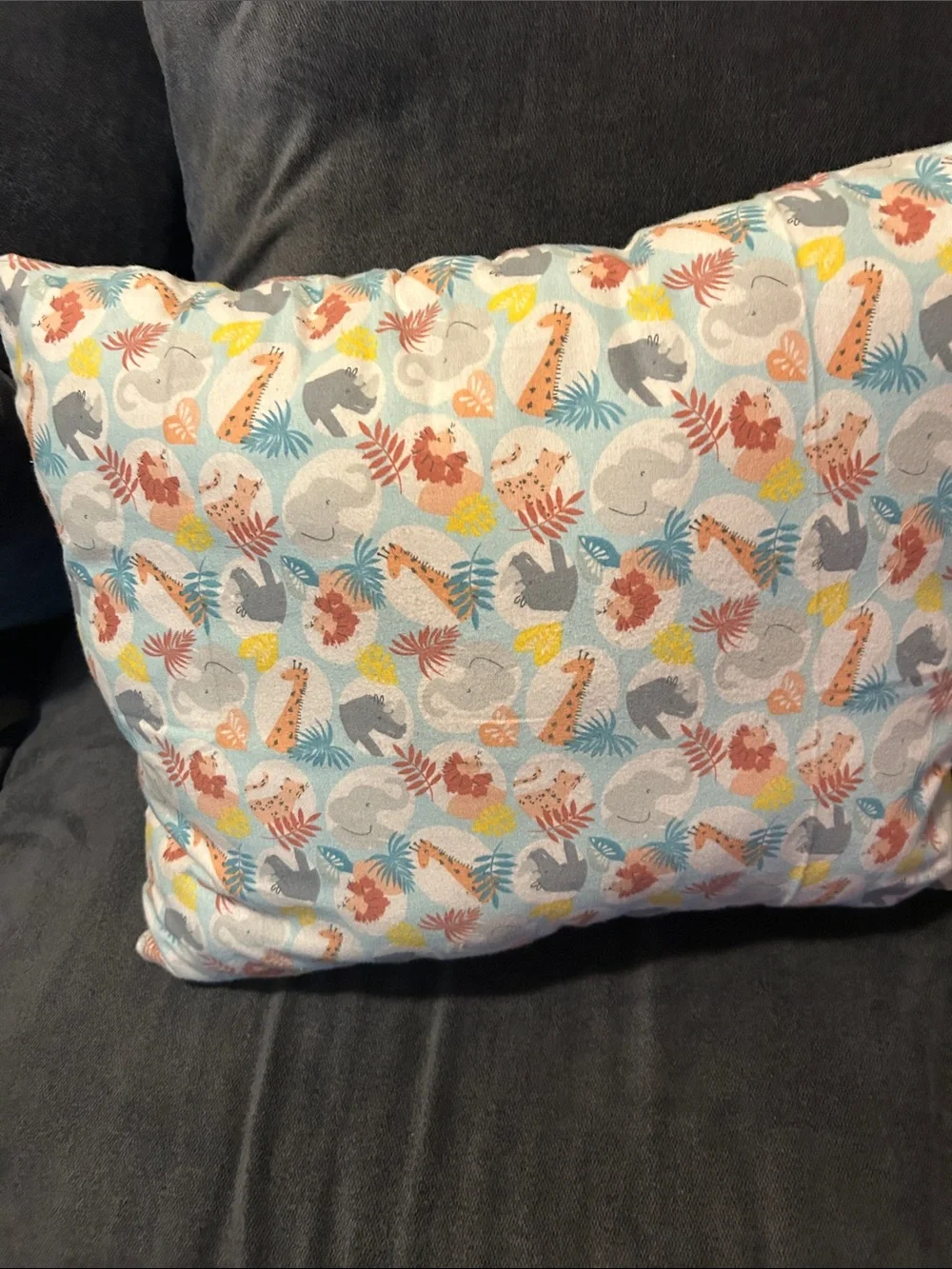 Playful Safari Accent Pillow - Yellow, Teal, Gray